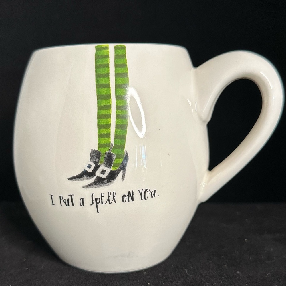 RAE DUNN by Magenta I PuT a SpEll oN YOu Coffee Tea Mug Cup Halloween Witch Legs